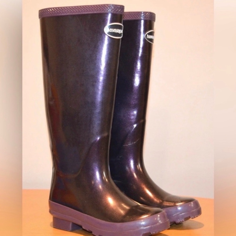 Havaianas Women's Tall Shiny Plum Purple Rain Boots
